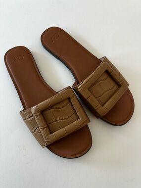 A.D & Daughters Leather Slide Sandal, Women’s 7.5, Cognac, Minimalist, Summer